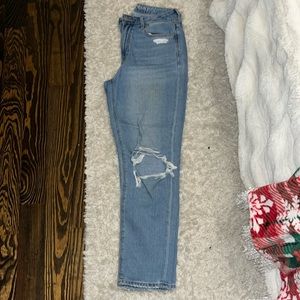 American Eagle high rise mom jeans with rips